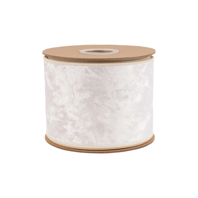 Premium ivory velvet wired ribbon, 4-inch width, with plush texture for oversized bows