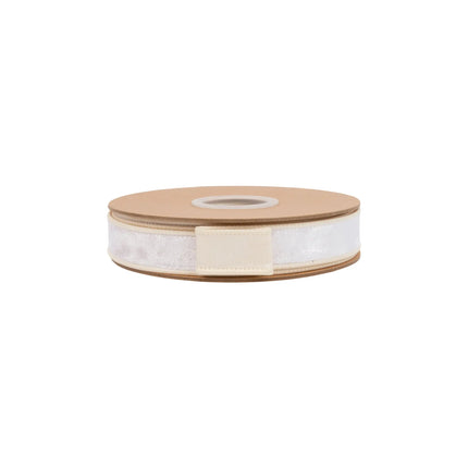 1-inch ivory heritage velvet ribbon with wired edges, perfect for structured bows and wreath designs.
