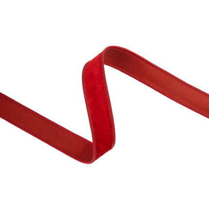 Classic red velvet wired ribbon, 1-inch size, blending vintage charm with timeless holiday appeal.