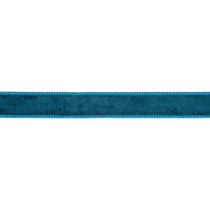 Classic teal velvet wired ribbon, 1-inch size, blending vintage charm with vibrant modern appeal.