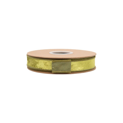 1-inch willow green heritage velvet ribbon with wired edges, perfect for structured bows and wreath designs.