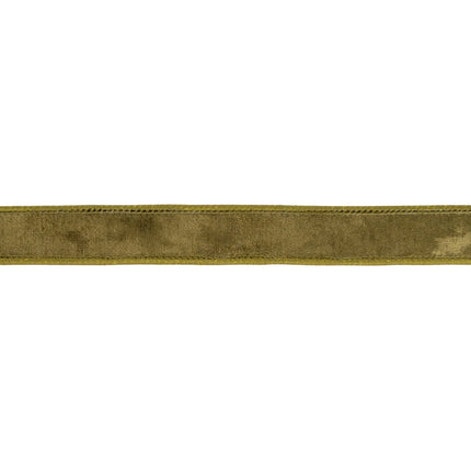 Classic moss green velvet wired ribbon, 1-inch size, blending vintage charm with warm, organic appeal.