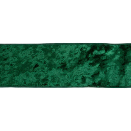 2 1/2" hunter green heritage velvet ribbon with sturdy wired trim, great for adding classic color to gifts and decor.