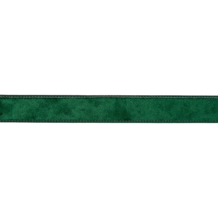 Classic hunter green velvet wired ribbon, 1-inch size, blending vintage charm with vibrant holiday appeal.