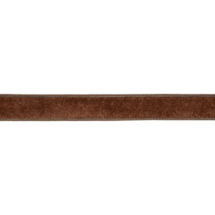 Premium brown velvet wired ribbon, 1-inch width, with classic heritage texture for timeless crafting.