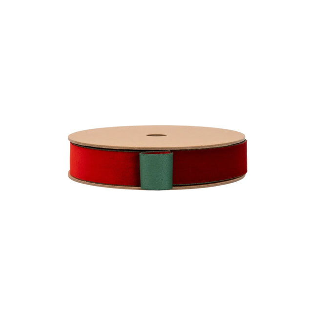 Premium red-green reversible velvet ribbon, 1-inch width, perfect for Christmas bows and seasonal crafts.