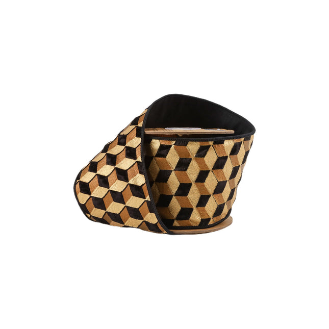 4" Wired Velvet Ribbon | 3D Block Foil Print on Black | 5 Yard Roll LaRibbons and Crafts