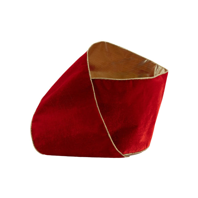 6" Wired Deluxe Reversible Velvet Ribbon | Red | 10 Yard Ribbon LA Ribbons Wholesale