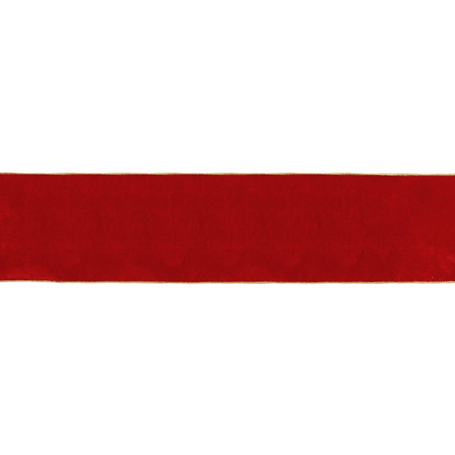 6" Wired Deluxe Reversible Velvet Ribbon | Red | 10 Yard Ribbon LA Ribbons Wholesale