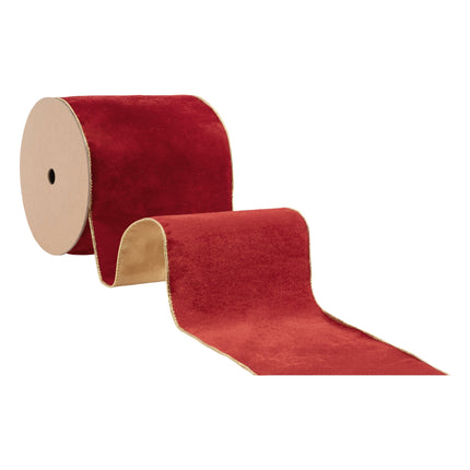 6" Wired Deluxe Reversible Velvet Ribbon | Red | 10 Yard Ribbon LA Ribbons Wholesale