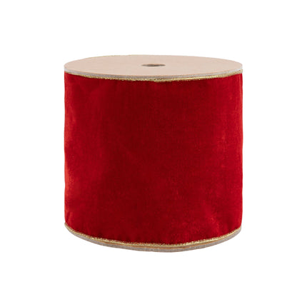 6" Wired Deluxe Reversible Velvet Ribbon | Red | 10 Yard Ribbon LA Ribbons Wholesale