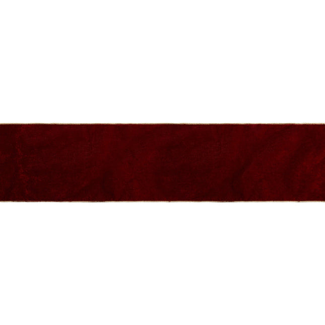 6" Wired Deluxe Reversible Velvet Ribbon | Scarlet | 10 Yard Ribbon LA Ribbons Wholesale