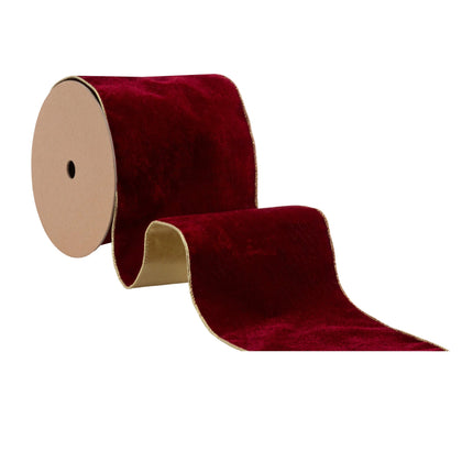 6" Wired Deluxe Reversible Velvet Ribbon | Scarlet | 10 Yard Ribbon LA Ribbons Wholesale