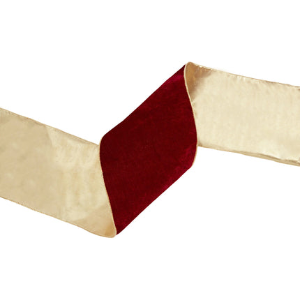 6" Wired Deluxe Reversible Velvet Ribbon | Scarlet | 10 Yard Ribbon LA Ribbons Wholesale