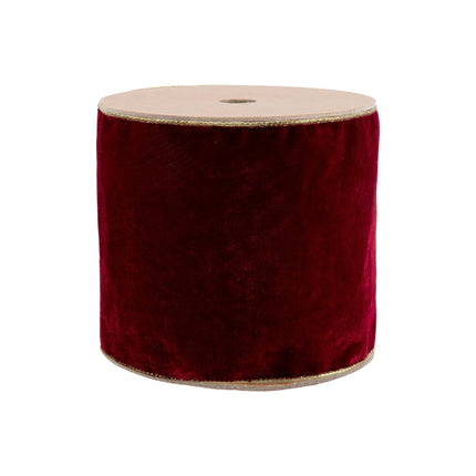 6" Wired Deluxe Reversible Velvet Ribbon | Scarlet | 10 Yard Ribbon LA Ribbons Wholesale