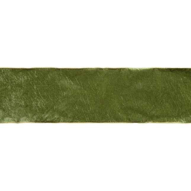 6" Wired Deluxe Reversible Velvet Ribbon | Moss | 10 Yard Ribbon LA Ribbons Wholesale