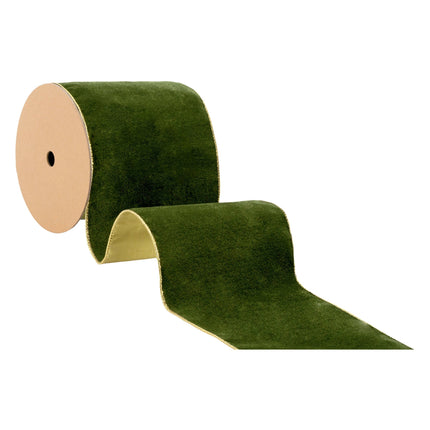 6" Wired Deluxe Reversible Velvet Ribbon | Forest Green | 10 Yard Ribbon LA Ribbons Wholesale