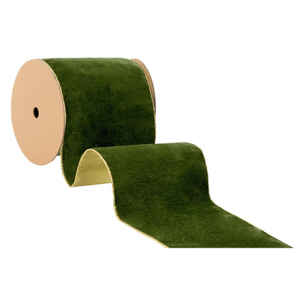 6" Wired Deluxe Reversible Velvet Ribbon | Forest Green | 10 Yard Ribbon LA Ribbons Wholesale