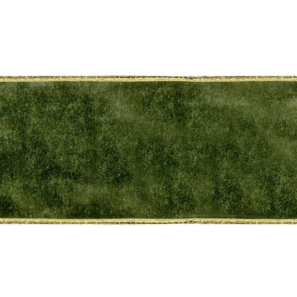 6" Wired Deluxe Reversible Velvet Ribbon | Forest Green | 10 Yard Ribbon LA Ribbons Wholesale