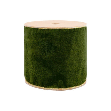 6" Wired Deluxe Reversible Velvet Ribbon | Forest Green | 10 Yard Ribbon LA Ribbons Wholesale