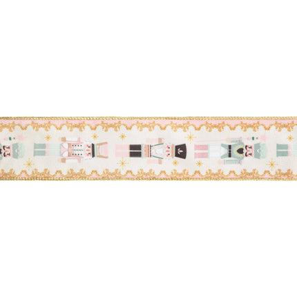 2 1/2" Wired Velvet Ribbon | Pink Nutcracker | 10 Yard Spool - LaRibbons and Crafts