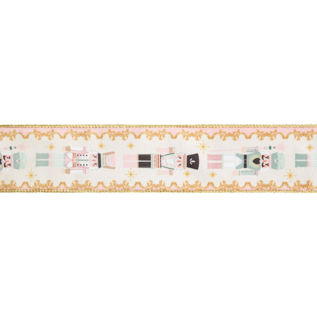 2 1/2" Wired Velvet Ribbon | Pink Nutcracker | 10 Yard Spool - LaRibbons and Crafts