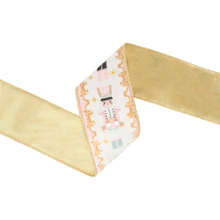 2 1/2" Wired Velvet Ribbon | Pink Nutcracker | 10 Yard Spool - LaRibbons and Crafts
