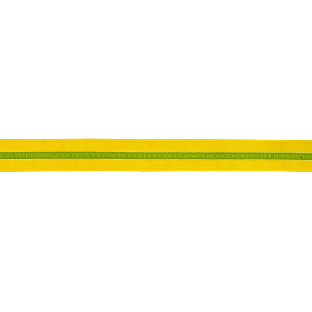 1 1/2" Wired Velvet Ribbon w/ Trim | Yellow w/ Green Trim | 10 Yard Roll LaRibbons and Crafts