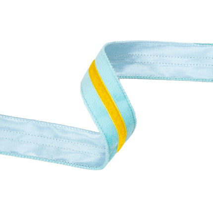 1 1/2" Wired Velvet Ribbon w/ Trim | Blue w/ Yelllow Trim | 10 Yard Roll LaRibbons and Crafts