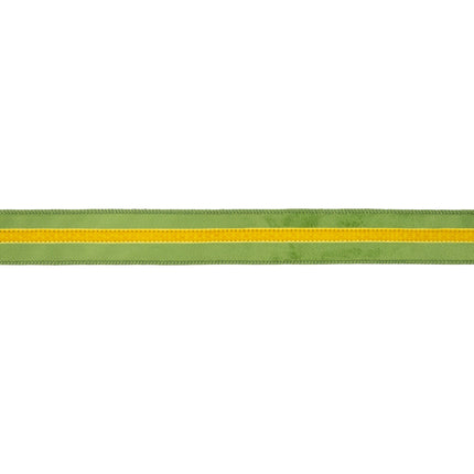 1 1/2" Wired Velvet Ribbon w/ Trim | Green w/ Yellow Trim | 10 Yard Roll LaRibbons and Crafts
