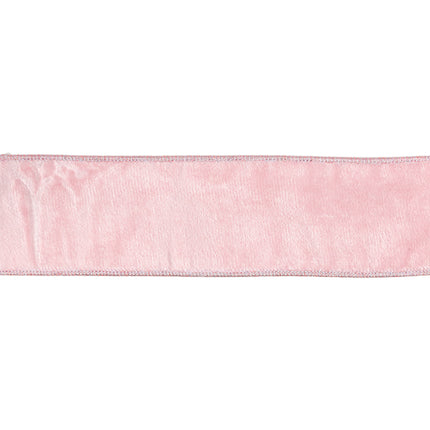2 1/2" Wired Premium Velvet Ribbon | Pale Pink w/ Metallic Backing | 5 Yard Roll