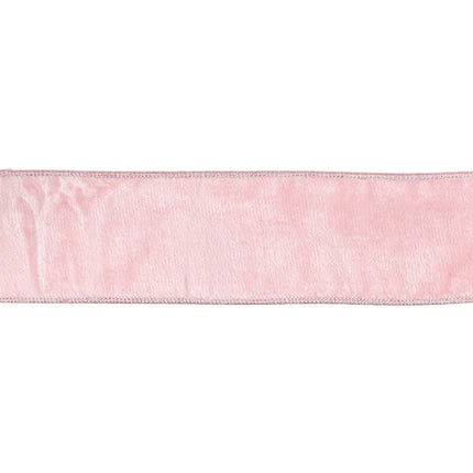 Pale Pink Velvet Ribbon Detail: Metallic Stitched Edges, Smooth Plush Surface
