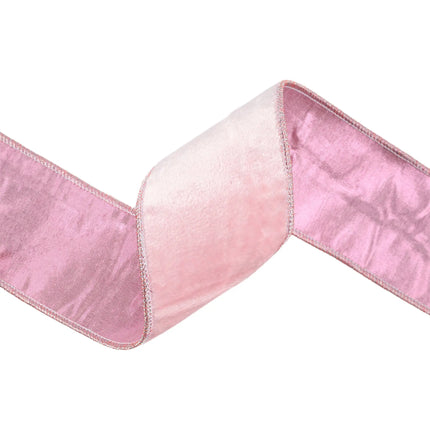 Pale Pink Velvet Ribbon Detail: Metallic Stitched Edges, Smooth Plush Surface