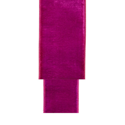 2 1/2" Wired Premium Velvet Ribbon | Hot Pink w/ Pink Dupioni Backing | 5 Yard Roll