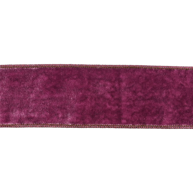 4" Wired Premium Velvet Ribbon | Purple w/ Purple Metallic Dupioni Backing | 5 Yard Roll LaRibbons and Crafts