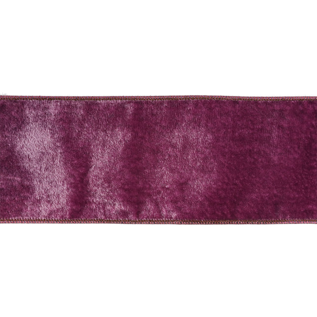 This purple wired velvet ribbon (purple metallic dupioni backing) works perfectly for wedding favors.