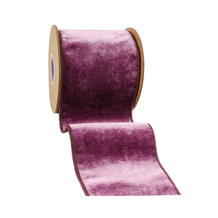 A roll of wired premium purple velvet ribbon (purple metallic dupioni backing), great for DIY crafts.