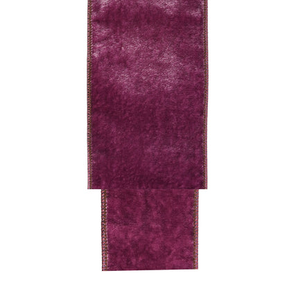 4" Wired Premium Velvet Ribbon | Purple w/ Purple Metallic Dupioni Backing | 5 Yard Roll LaRibbons and Crafts