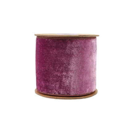 Wired premium purple velvet ribbon (purple metallic dupioni backing), perfect for party decor.