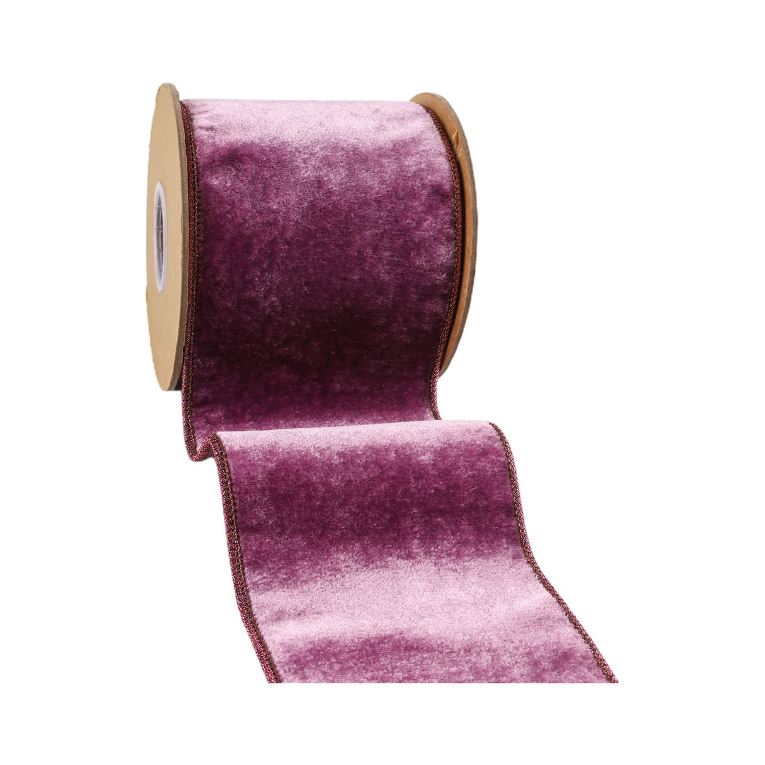 2 1/2" Wired Premium Velvet Ribbon | Purple w/ Purple Metallic Dupioni Backing | 5 Yard Roll