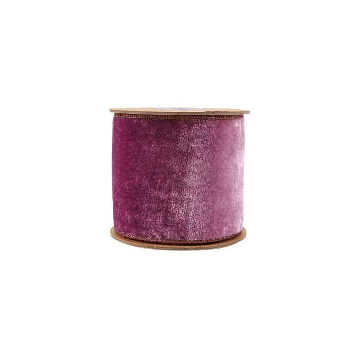 2 1/2" Wired Premium Velvet Ribbon | Purple w/ Purple Metallic Dupioni Backing | 5 Yard Roll