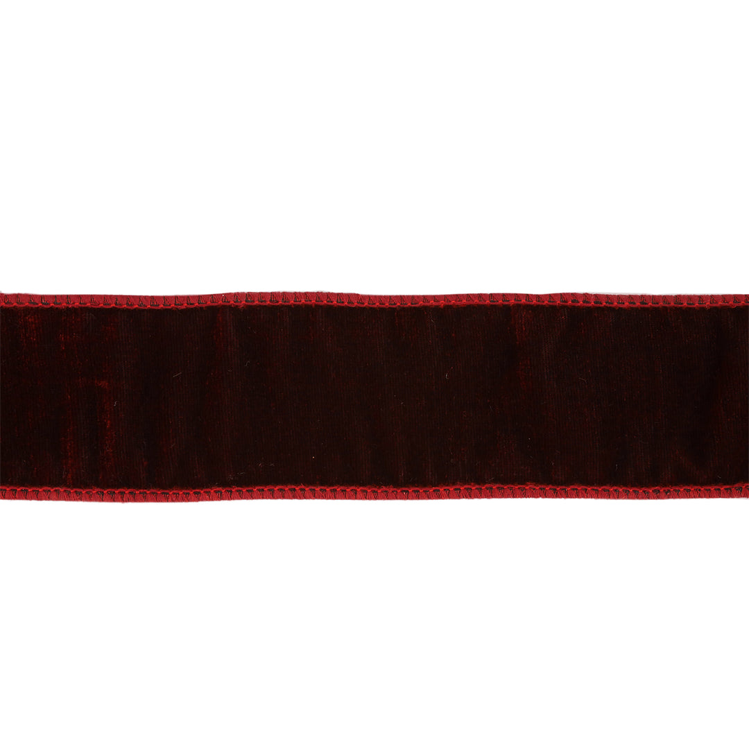 2 1/2" Wired Premium Velvet Ribbon w/ Tissue Back | Burgundy| 10 Yard Roll