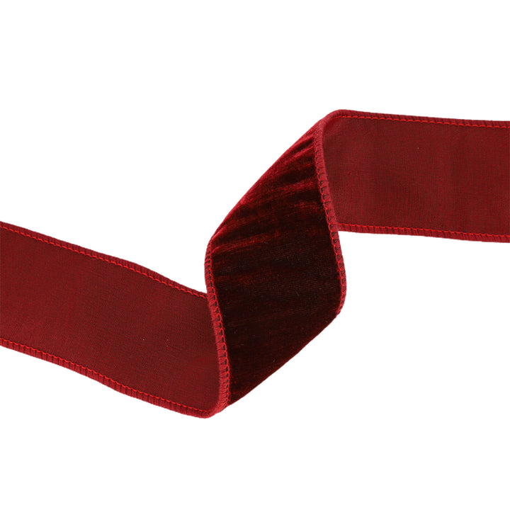 2 1/2" Wired Premium Velvet Ribbon w/ Tissue Back | Burgundy| 10 Yard Roll