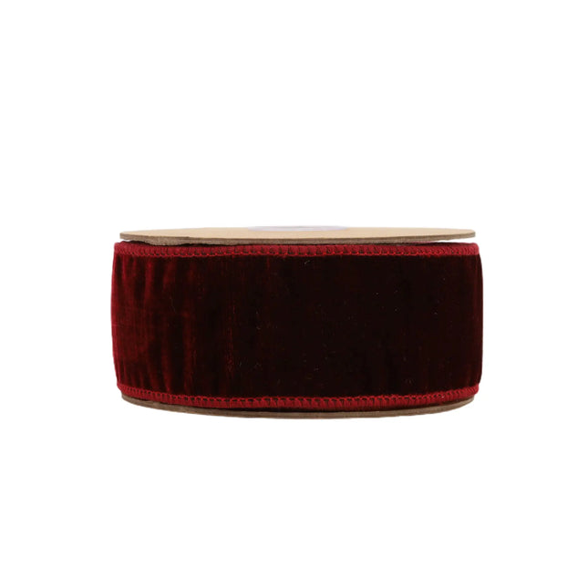 2 1/2" Wired Premium Velvet Ribbon w/ Tissue Back | Burgundy| 10 Yard Roll LaRibbons and Crafts
