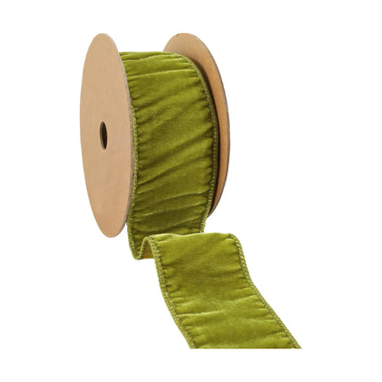 Olive Green Velvet Ribbon Spool, Flowing Plush Ribbon with Premium Craft.