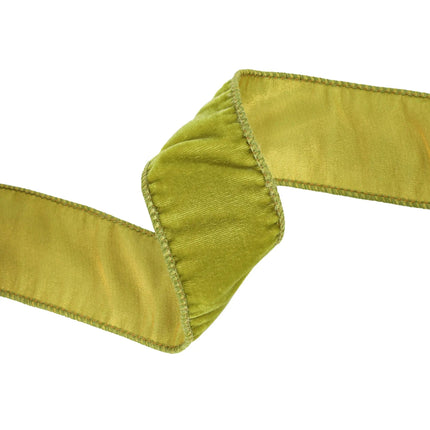 Olive Green Velvet Ribbon Detail, Dual-Texture (Velvet & Satin) with Precise Stitching.