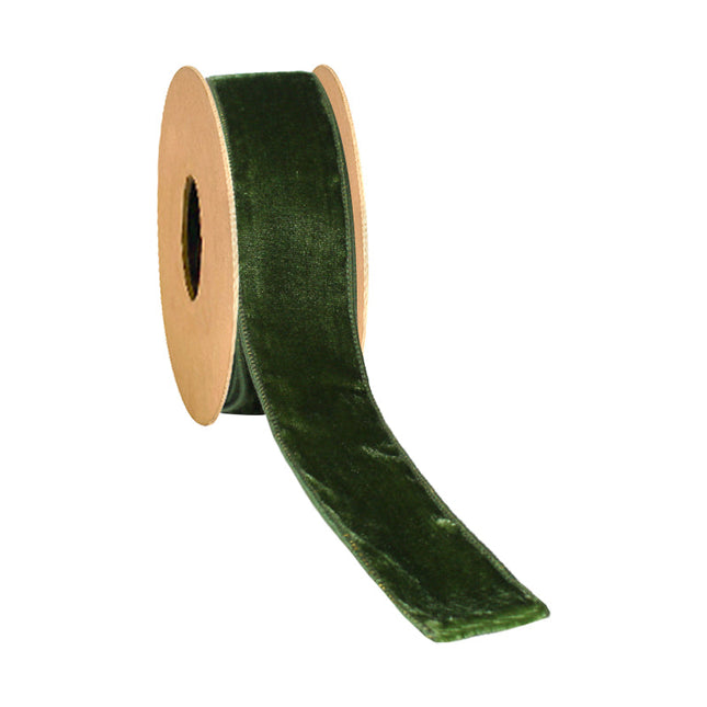 2 1/2" Wired Premium Velvet Ribbon w/ Tissue Back | Green/Gold | 10 Yard Roll LaRibbons and Crafts