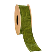 2 1/2" Wired Premium Velvet Ribbon w/ Tissue Back | Apple Green | 10 Yard Roll