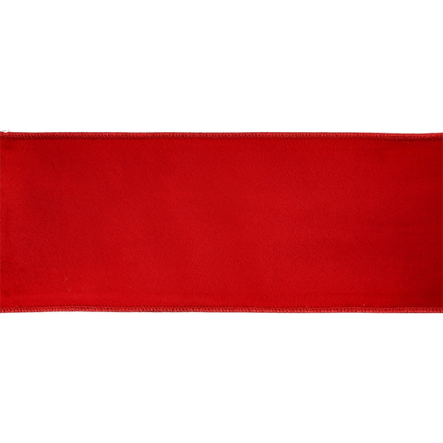 4" Wired Cozy Velvet Ribbon | Red w/ Double-Fused Metallic Red Dupioni | 10 Yard Roll LaRibbons and Crafts