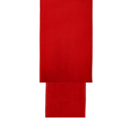 4" Wired Cozy Velvet Ribbon | Red w/ Double-Fused Metallic Red Dupioni | 10 Yard Roll LaRibbons and Crafts